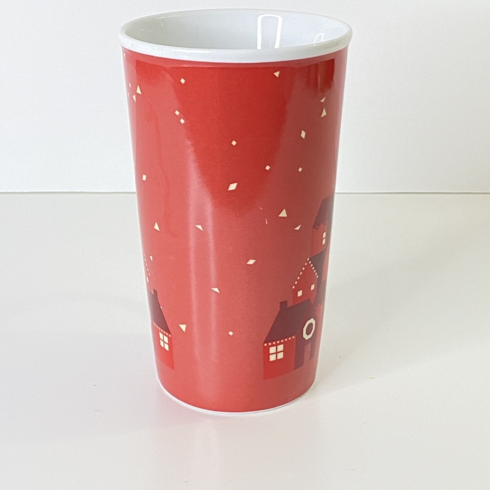 Starbucks Coffee Co. 2013 Ceramic Christmas Holiday Red Village Cup Mug 16 Oz - Picture 7 of 8